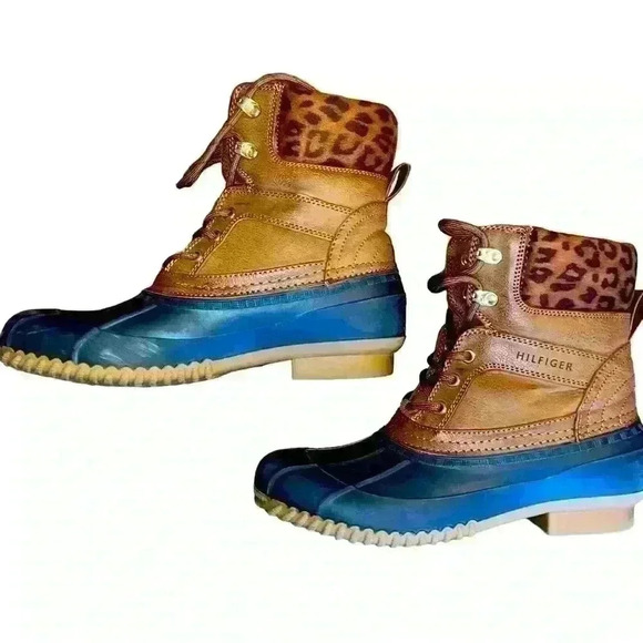 Tommy Hilfiger Womens Lined Duck Boots Size 9 Brown Leopard Print Active outdoor - Picture 2 of 8